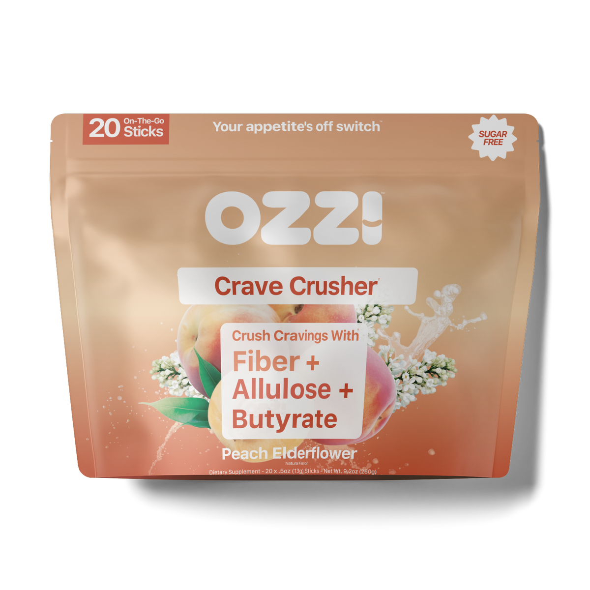 Ozzi Peach Elderflower Crave Crusher 20-stick pouch