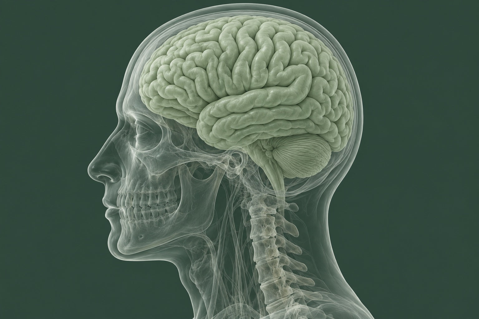 Side view of the brain with the prefrontal region at the front highlighted
